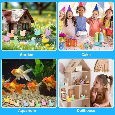 240Pcs Mini Resin Ducks, Luminous Tiny Duck Figurines Bulk, 16 Colors in Kuwait