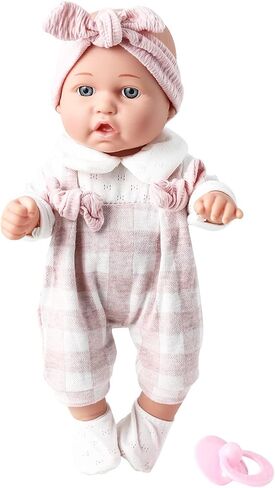Enjoyin 12'' Baby Doll in Gift Box with Pink Cloths, Pacifier, 13''x13'' Microfabric Blanket, and Feeding Bottle. Gift Idea for Kids in Kuwait