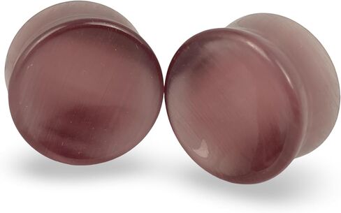 Pair of Purple Cat Eye Stone Double Flare Concave Plugs (STN-670) in Kuwait