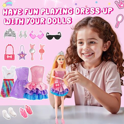 Pink RC Car & Doll Set, Rechargeable Batteries Girls Toys Gifts for 3-10 in Kuwait