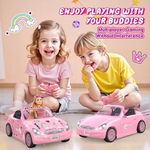 Pink RC Car & Doll Set, Rechargeable Batteries Girls Toys Gifts for 3-10 in Kuwait