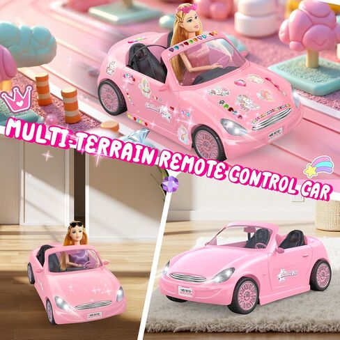 Pink RC Car & Doll Set, Rechargeable Batteries Girls Toys Gifts for 3-10 in Kuwait