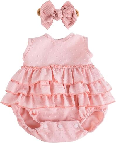 Aori Lifelike Baby Dolls Clothes 20 Inch Pink Dress Clothing Set for 17-20 in Realistic Newborn Dolls Girl in Kuwait