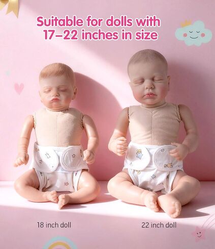 Reborn Baby Doll Accessories, 4-Pack Reusable Diapers for 17-24 Inch Dolls in Kuwait