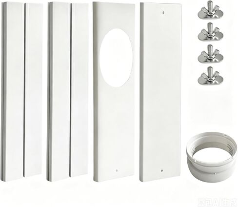 JEACENT Portable AC Window Vent Kit - Complete Air Conditioner Window Kit, Adjustable PVC Window Seal Kit Panels Up to 60 Inches, for Universal Thread AC Exhaust Hose of 5.1" and 5.9" Diameter in Kuwait