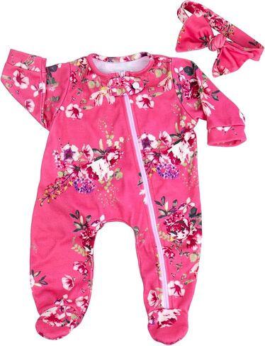 Aori Lifelike Reborn Baby Dolls Clothes 20 inch Purple Clothing Floral Jumpsuits Set for 17-20 Inch Newborn Girl Doll in Kuwait