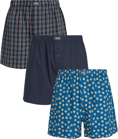 IZOD Men's Underwear - Cotton Woven Boxers with Functional Fly (3 Pack) in Kuwait