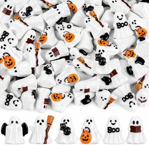 60 Pcs Mini Resin Ghost Figurines 6 Styles Halloween Miniatures in Saudi Arabia