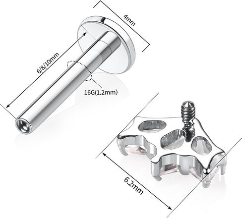 Titanium Labret Studs Cartilage Earring With CZ Opal Internally Threaded Ear Lobe Lip Piercing 16G Medusa Ring Monroe Helix Tragus Studs Jewelry 6 8 10mm in Kuwait