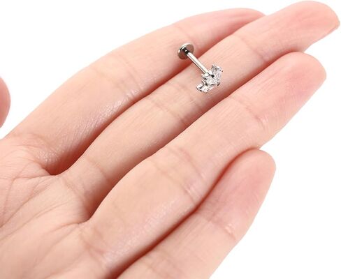 Titanium Labret Studs Cartilage Earring With CZ Opal Internally Threaded Ear Lobe Lip Piercing 16G Medusa Ring Monroe Helix Tragus Studs Jewelry 6 8 10mm in Kuwait