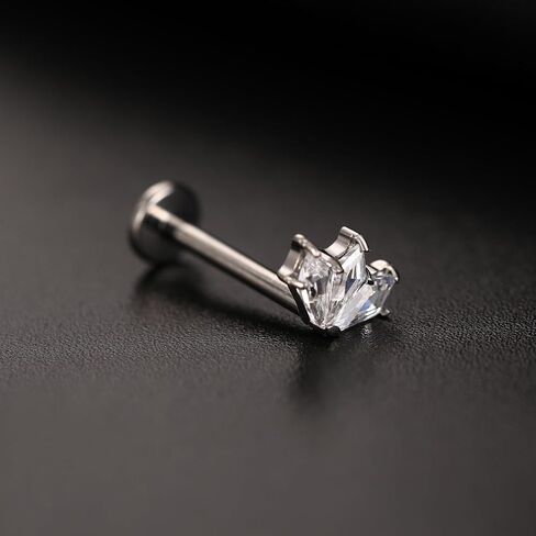 Titanium Labret Studs Cartilage Earring With CZ Opal Internally Threaded Ear Lobe Lip Piercing 16G Medusa Ring Monroe Helix Tragus Studs Jewelry 6 8 10mm in Kuwait