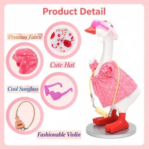 Desk Goose with 9 pcs Accessories Plus 6 Sets Desk Goose Outfits, Cute Desktop White Goose Statue with Changeable Clothes DIY Dress Up Kit in Kuwait