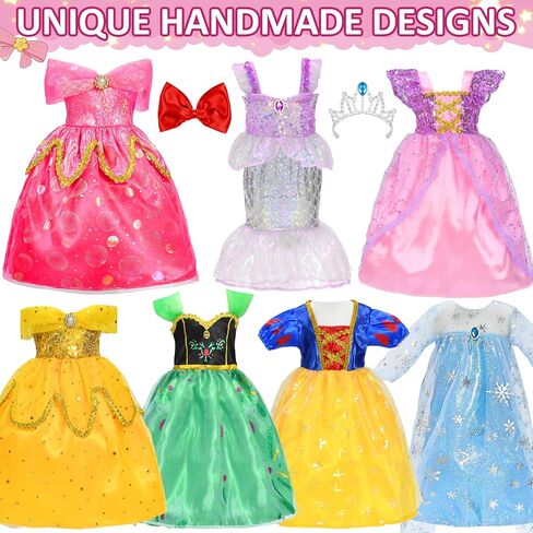 9 pcs American Doll Clothes Set for 18 inch Dolls, Doll Clothing Outfits Include 7 Different Princess Dresses, Crown, Hair Bow, Christmas Birthday Gift for Girls in Kuwait