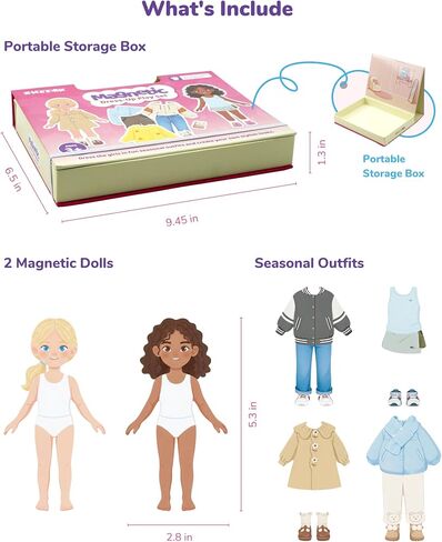 CHEFAN Magnetic Dress Up Dolls with Seasonal Outfits and Storage Box in Saudi Arabia