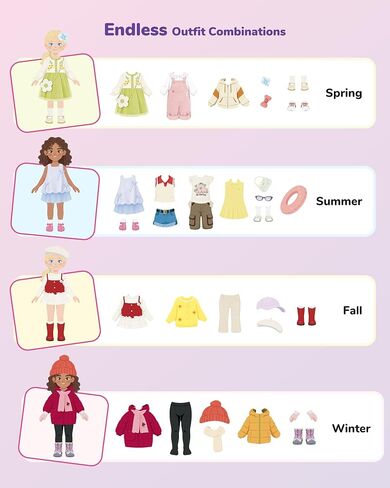 CHEFAN Magnetic Dress Up Dolls with Seasonal Outfits and Storage Box in Saudi Arabia