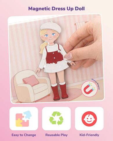 CHEFAN Magnetic Dress Up Dolls with Seasonal Outfits and Storage Box in Saudi Arabia