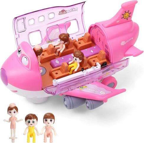 TOMMYHOME Rotatable Airplane Toy for Toddlers, LED Flashing Lights & Melodies, Safe Sensory Baby Plane, Educational Gift for Kids Ages 3-8, Perfect Birthday Present in Saudi Arabia