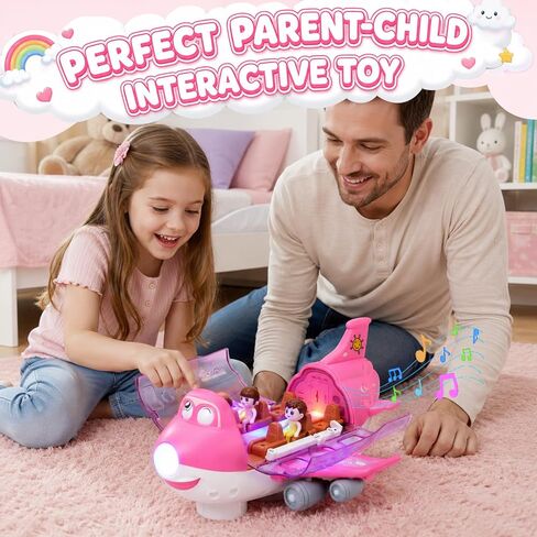 TOMMYHOME Rotatable Airplane Toy for Toddlers, LED Flashing Lights & Melodies, Safe Sensory Baby Plane, Educational Gift for Kids Ages 3-8, Perfect Birthday Present in Saudi Arabia