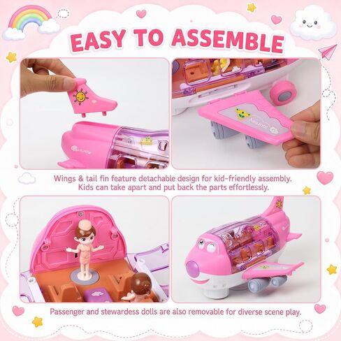 TOMMYHOME Rotatable Airplane Toy for Toddlers, LED Flashing Lights & Melodies, Safe Sensory Baby Plane, Educational Gift for Kids Ages 3-8, Perfect Birthday Present in Saudi Arabia