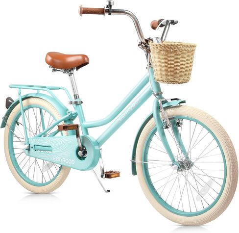 20 Inch Girls Bike, Single Speed Kids' Bicycles with Basket and Kickstand, Kids Beach Cruiser Bike for Girls, Adjustable Seat, Multiple Colors in Saudi Arabia