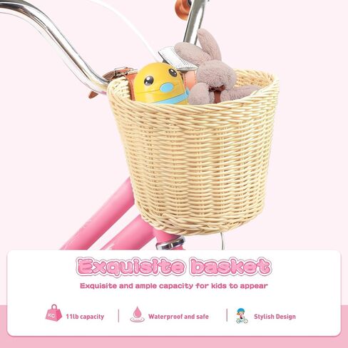 20 Inch Girls Bike, Single Speed Kids' Bicycles with Basket and Kickstand, Kids Beach Cruiser Bike for Girls, Adjustable Seat, Multiple Colors (Pink) in Saudi Arabia
