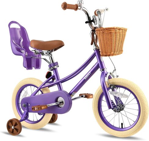 RULLY Donna Kids Bike for Girls Ages 2-7 Years, 12 14 16 Inch Princess Girls Bicycle with Doll Bike Seat, Training Wheels, Basket and Streamers, Kids Cycle Bikes, Multiple Colors in Kuwait