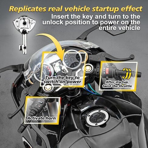 1/6 Scale Alloy RC Motorcycle Model with Ignition Function, Dynamic Spray Exhaust, Engine Sound LED Lights, RC Motorcycle Display Model Collectible Desk Decor (White) in Kuwait