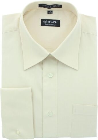 Milani Men's Standard Fit Dress Shirt with French Cuffs 17.5" Neck 36/37" Sleeve Tan in Kuwait