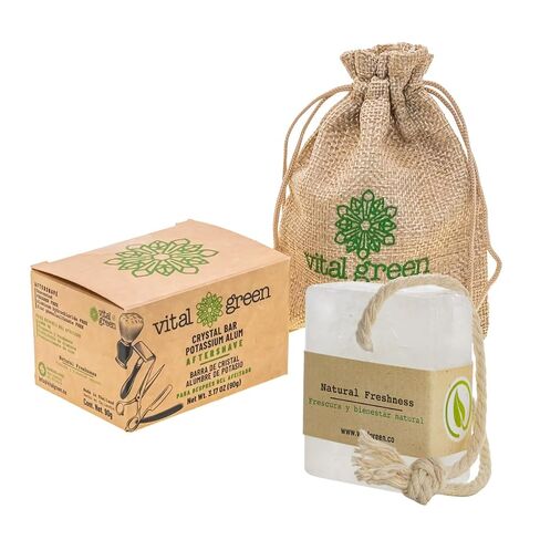Vital Green Potassium Alum Crystal Block for Shaving – Alum Bar that Relieves Irritation Caused by Shaving and Hair Removal – Develops an Invigorating and Refreshing Reaction 3.18 oz / 90 g (1 Unit) in Kuwait