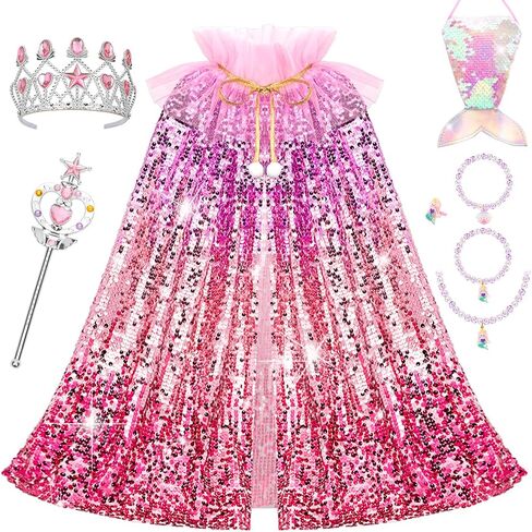 Meland Mermaid Cape for Princess Dress Up, Toy Gift for Girls Ages 3-8 in Saudi Arabia