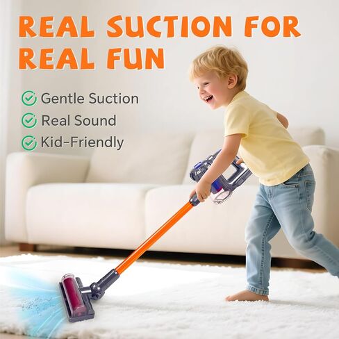 3-in-1 Kids Vacuum that Really Works - Toddler Vacuum Cleaning Toy Set, Kids Working Play Vacuum Cleaner with Real Suction, Montessori Housekeeping Toy for Toddlers 3+ (Purple) in Kuwait