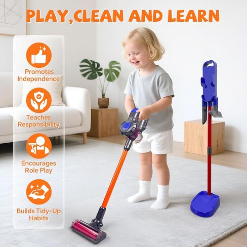 3-in-1 Kids Vacuum that Really Works - Toddler Vacuum Cleaning Toy Set, Kids Working Play Vacuum Cleaner with Real Suction, Montessori Housekeeping Toy for Toddlers 3+ (Purple) in Kuwait