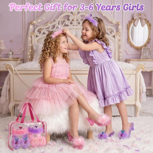 HUITEM Princess Shoes Set with 2 Pairs of Shoes,Princess Crown,Storage Bag in Kuwait