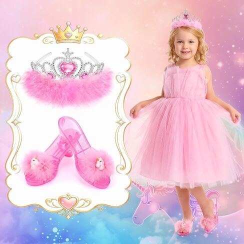 HUITEM Princess Shoes Set with 2 Pairs of Shoes,Princess Crown,Storage Bag in Kuwait