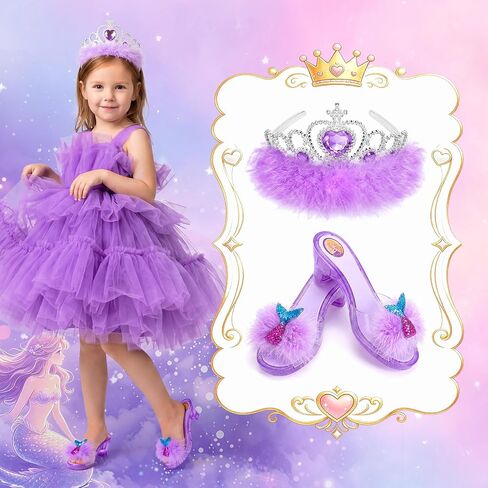 HUITEM Princess Shoes Set with 2 Pairs of Shoes,Princess Crown,Storage Bag in Kuwait