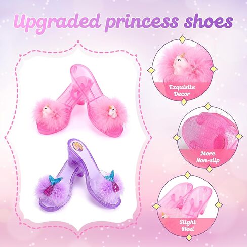 HUITEM Princess Shoes Set with 2 Pairs of Shoes,Princess Crown,Storage Bag in Kuwait