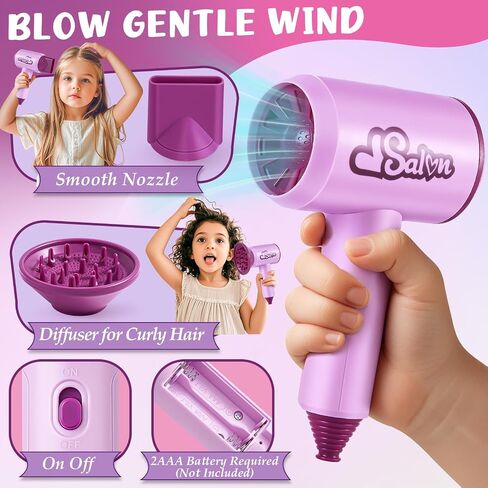 Doll Head for Hair Styling Kids, 9" Black Styling Head Doll with Curly Hair, Washable Makeup Kit, Hairdryer, Nail Polish, Beauty Hair Salon Pretend Play Toys, Birthday Gifts for Girls Age 3 4 5 6 7 8 in Saudi Arabia