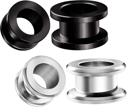 2 Pairs 316L Surgical Steel Black Anodized Screw flesh Tunnels Piercing Jewelry Stretcher Ear rounded Plugs Earring Lobe in Saudi Arabia