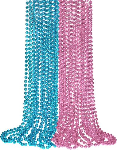 12 PCS Blue Bead Necklace, Blue Mardi Gras Beads Christmas Necklaces, 33" 4th of July Patriotic Beads Necklaces, Parade Throw Accessories for Independence Day Mardi Gras Hanukkah Pirate Party in Kuwait