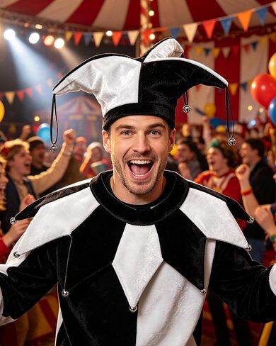 Wittocs Black White Jester Hat and Collar for Hallowen Party Accessory in Kuwait