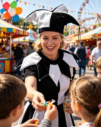 Wittocs Black White Jester Hat and Collar for Hallowen Party Accessory in Kuwait