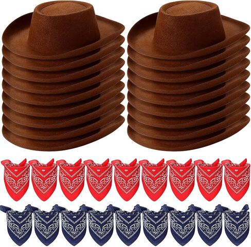 Unittype 36 Pcs Kids Cowboy Hats and Bandanas Bulk in Kuwait
