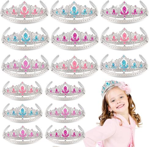 NINAOR Princess Crown Party Favors, 16Pcs Princess Dress Up Tiaras for Birthday Girl Cosplay Accessories, Princess Pretend Play Jewelry Party Supplies in Kuwait