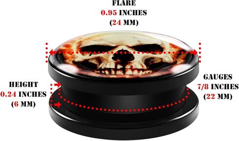 Pair of Black Acrylic Screw-fit Flesh External Tunnels Piercing Jewelry Stretcher Ear Ring Skull logo Earring Lobe Plugs in Saudi Arabia