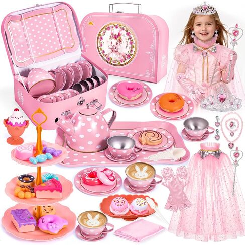 Hohosunlar Tea Party Set for Little Girls, Kids Tea Set for Toddler 3-5 6-8 in Kuwait