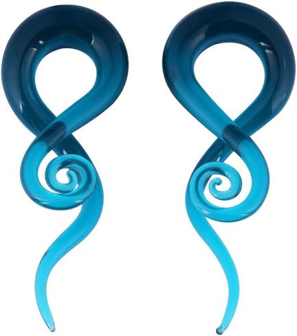 Qmcandy 2 Pieces Glass Spiral Tapers Glitter Twist Stretchers Ear Gauges 4g 2g 0g 00g in Kuwait