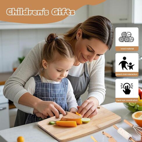 Kids Knife Set for Real Cooking, Kids Cooking Sets for Little Chef, Nature Wood Utensil in Saudi Arabia