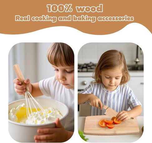 Kids Knife Set for Real Cooking, Kids Cooking Sets for Little Chef, Nature Wood Utensil in Saudi Arabia