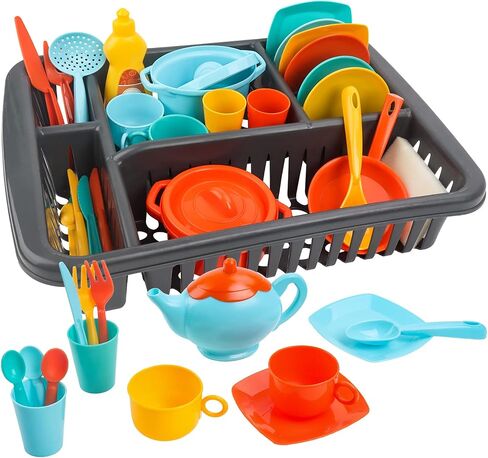 deAO Kids Play Dishes Set with Drainer 41PCS Kitchen Tableware Sets in Saudi Arabia