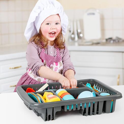 deAO Kids Play Dishes Set with Drainer 41PCS Kitchen Tableware Sets in Saudi Arabia